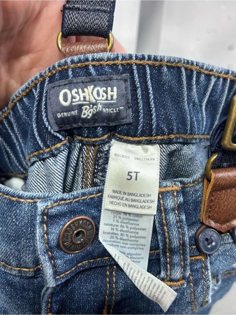 Oshkosh B'gosh Boys Denim Suspender Pants 5T